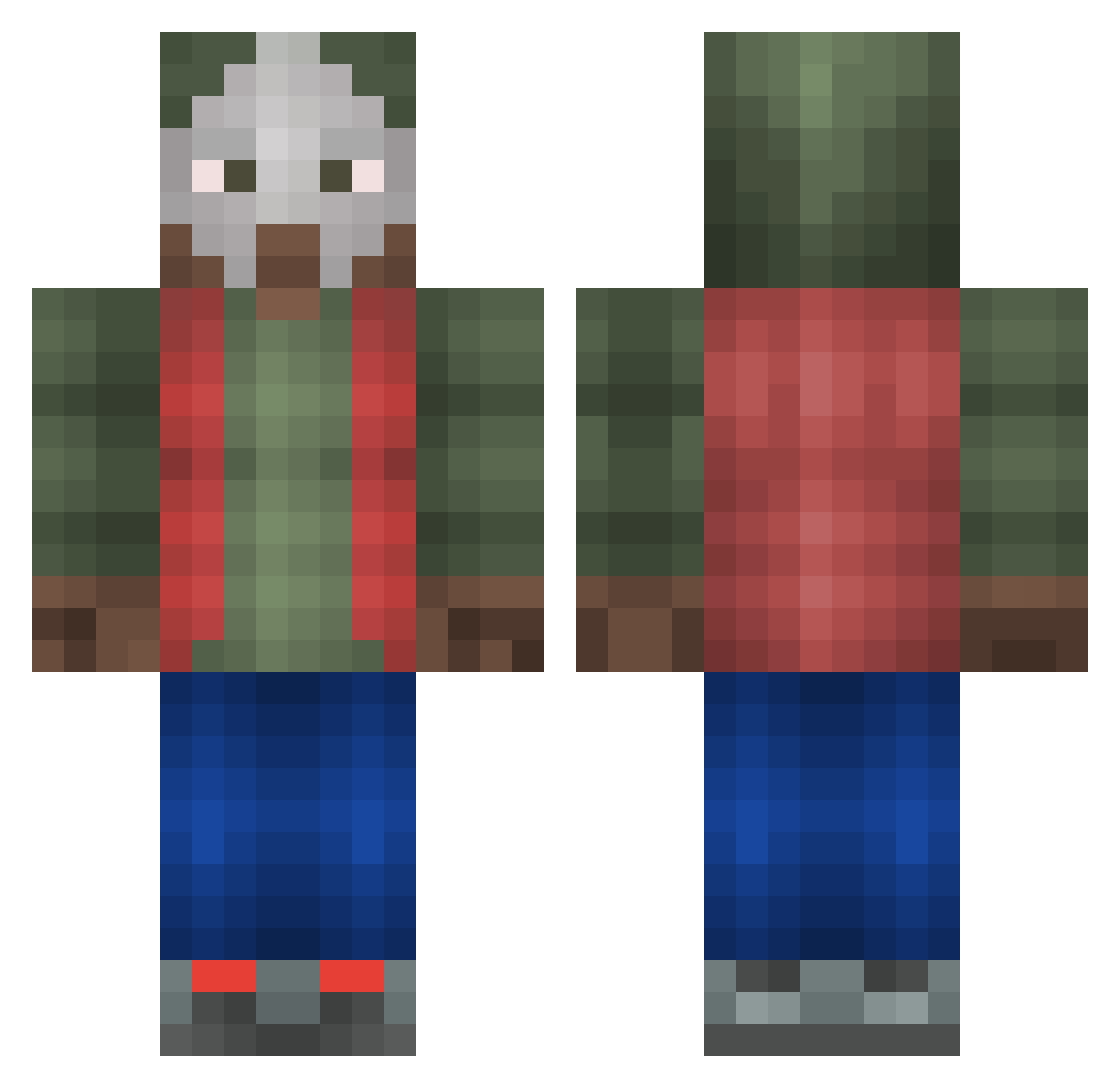 JoneyChan Minecraft skin, front and back view