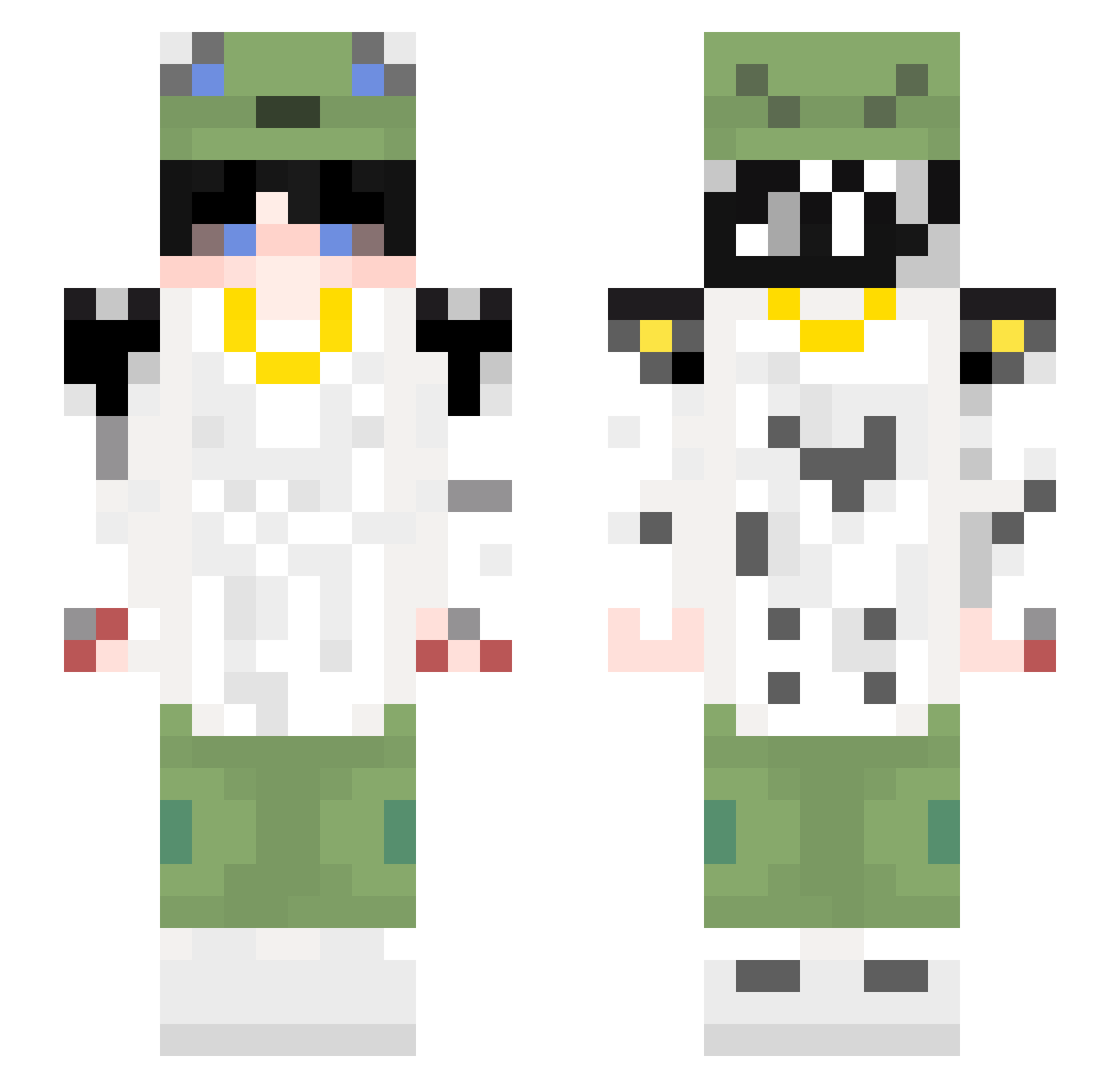 Kitolug Minecraft skin, front and back view