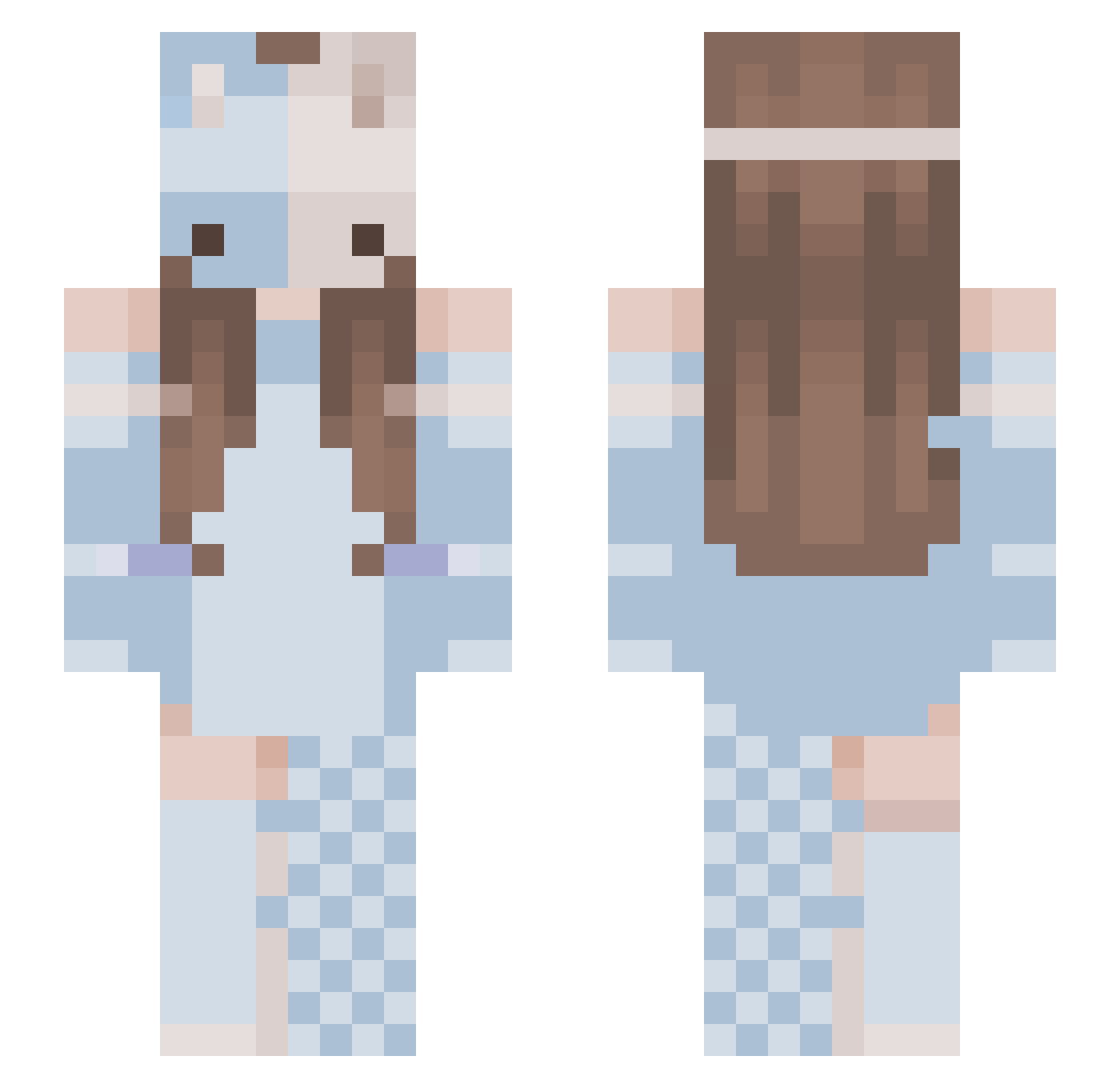 Yuri_Inw Minecraft skin, front and back view