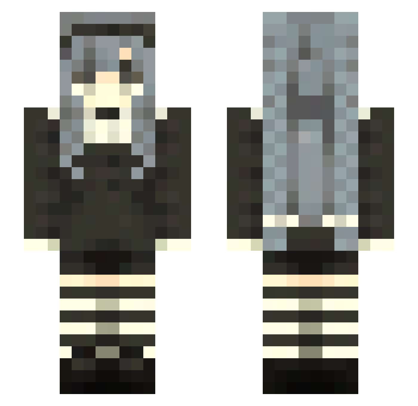 zscy Minecraft skin, front and back view