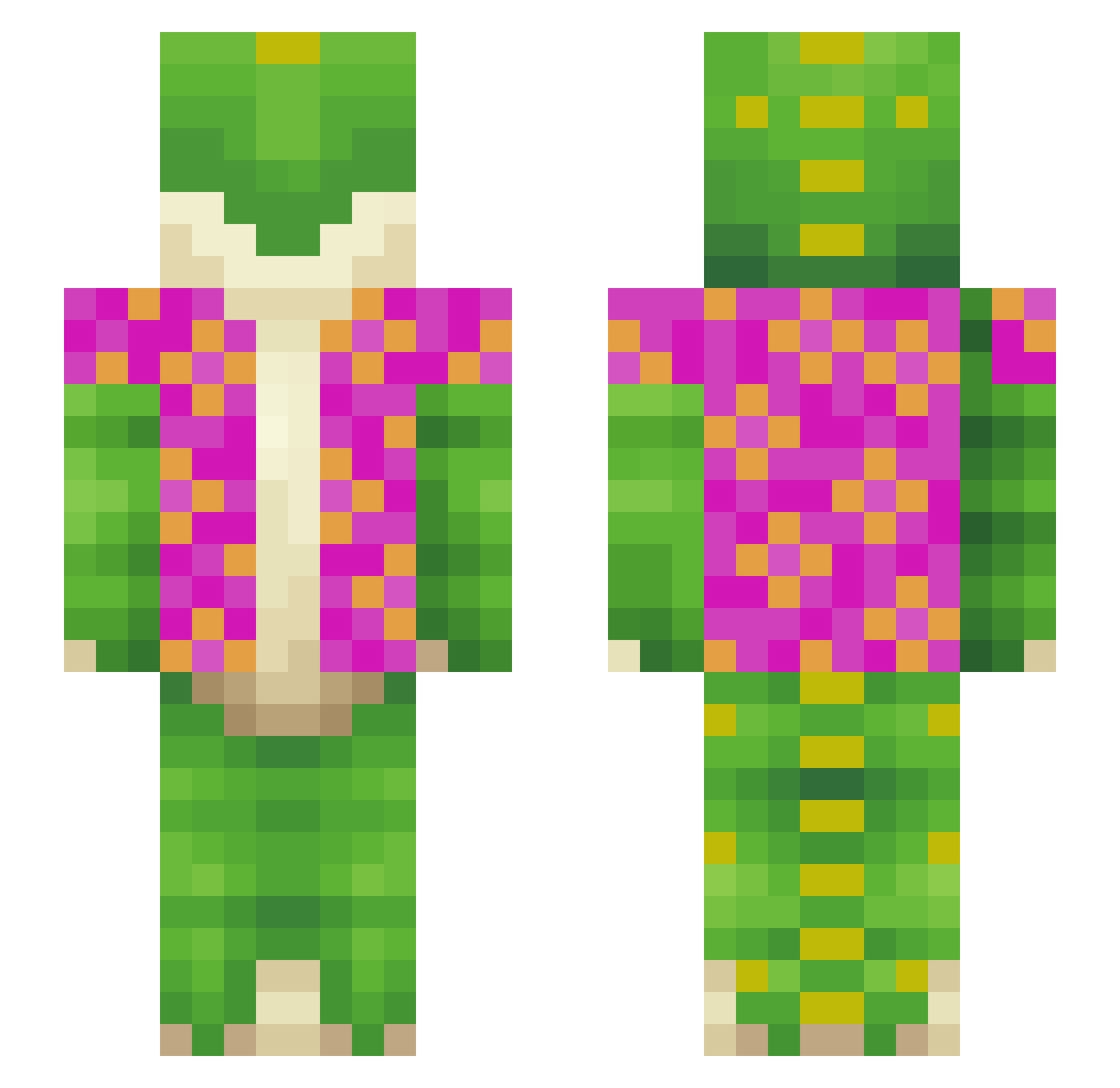 compsognathus Minecraft skin, front and back view