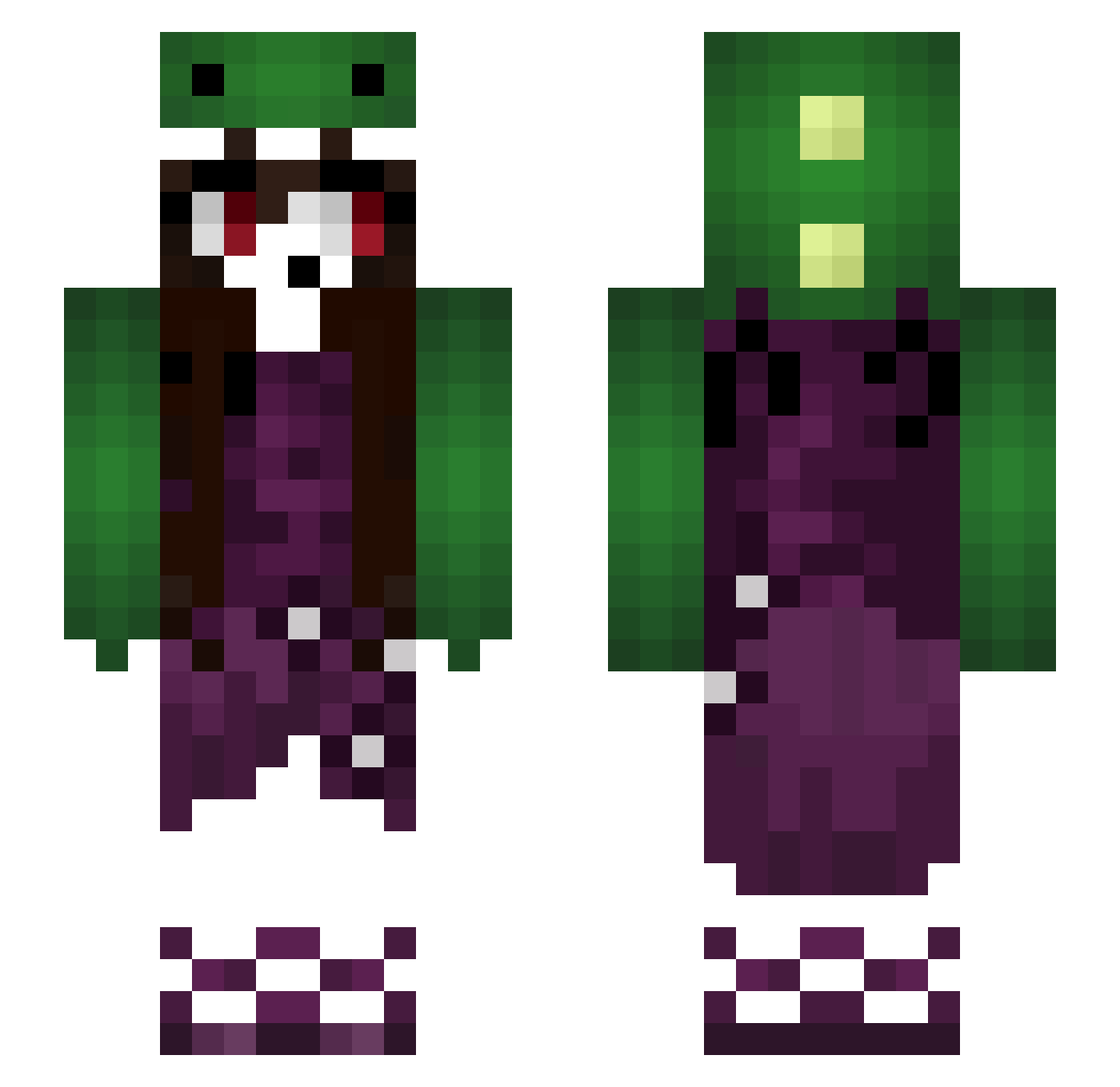 LucekTheDino809 Minecraft skin, front and back view