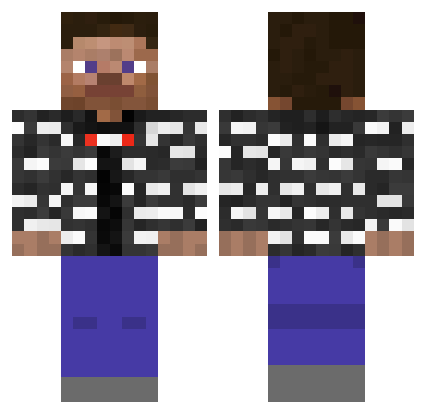 uwunator Minecraft skin, front and back view
