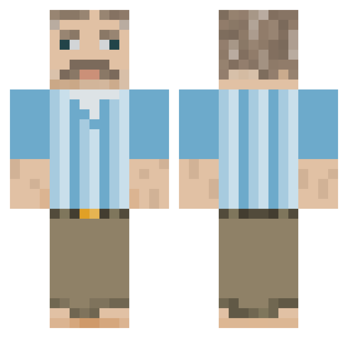 TwinUncle Minecraft skin, front and back view
