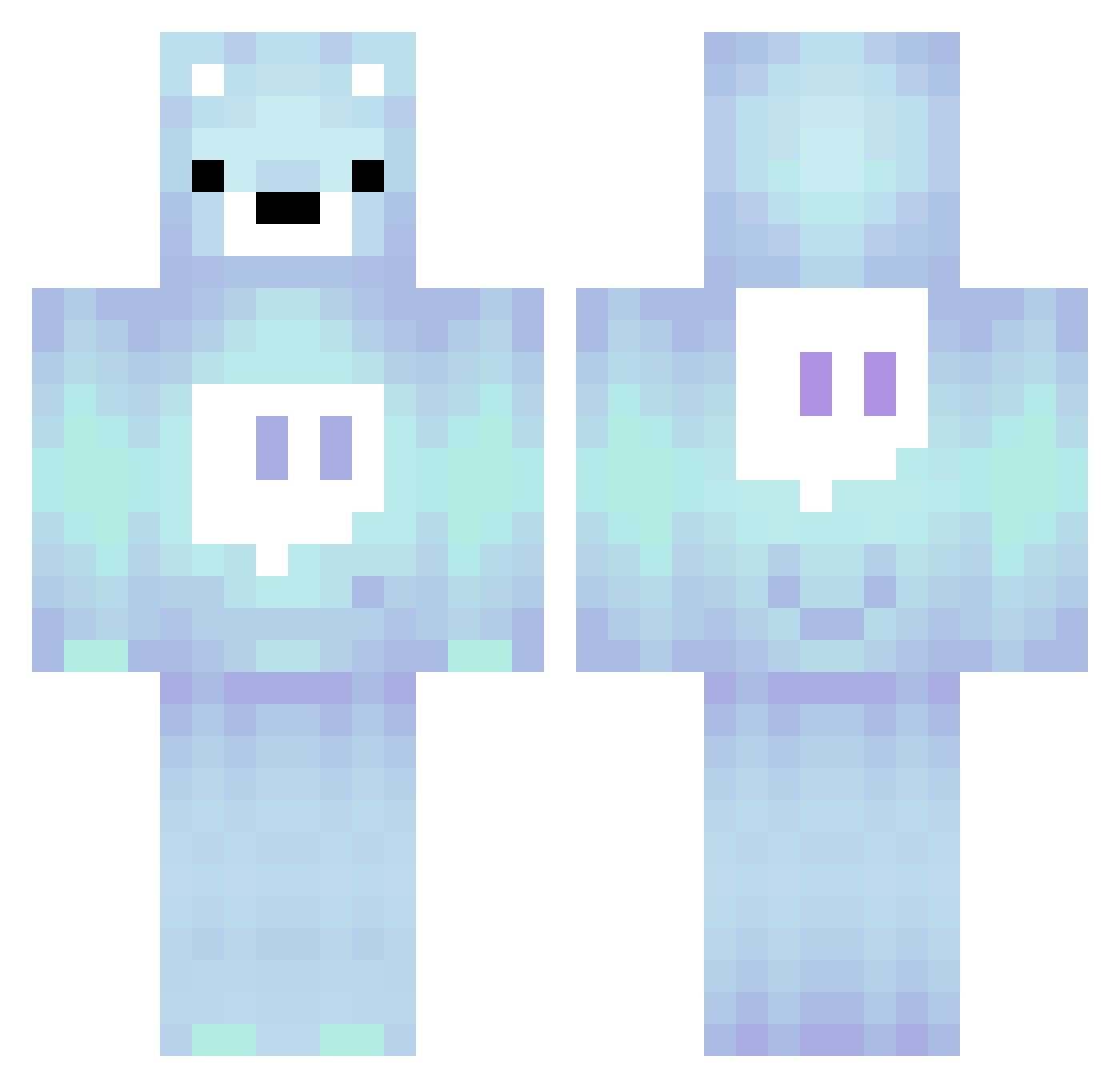 hehe_sarah Minecraft skin, front and back view