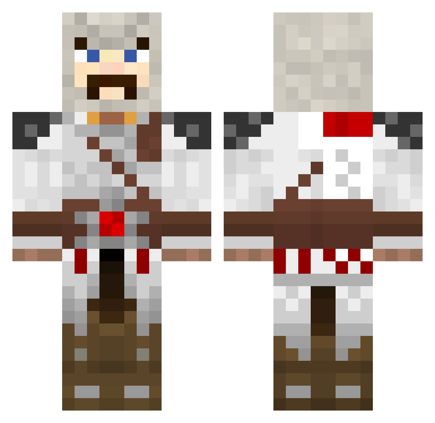 Volatile Minecraft skin, front and back view