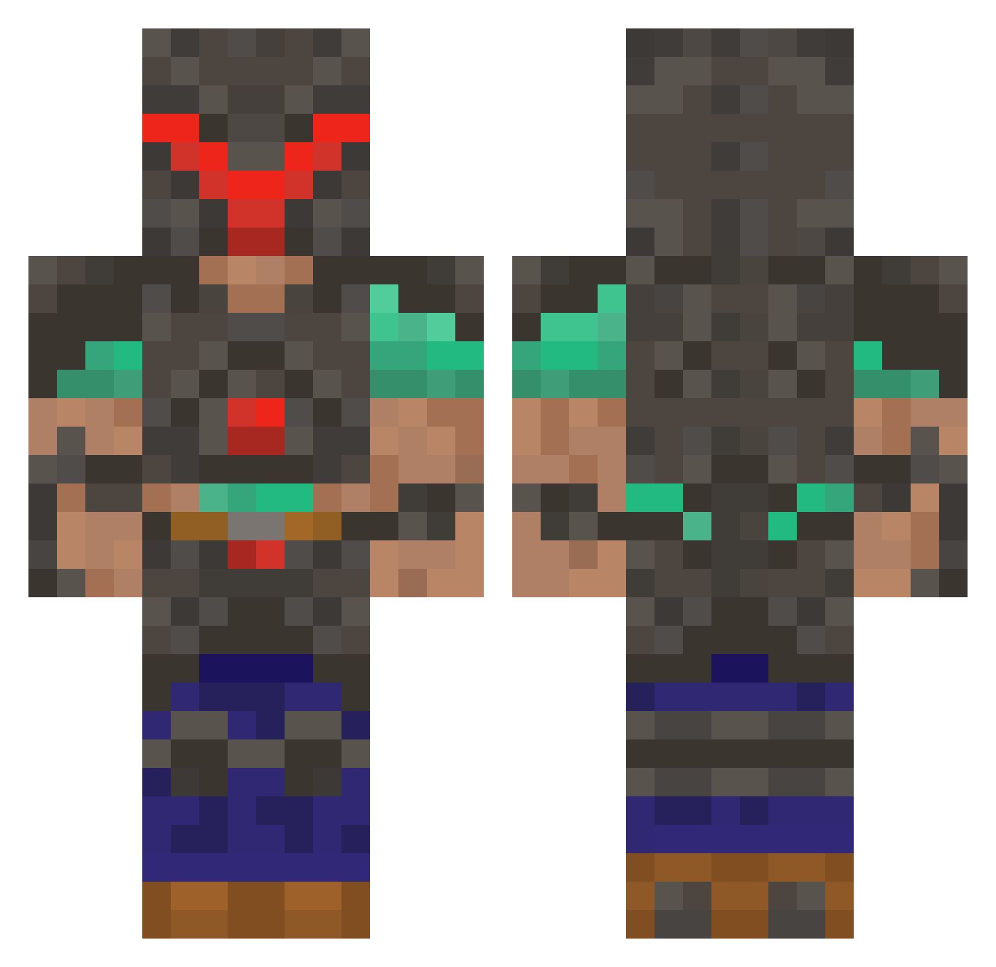 Dragogin Minecraft skin, front and back view