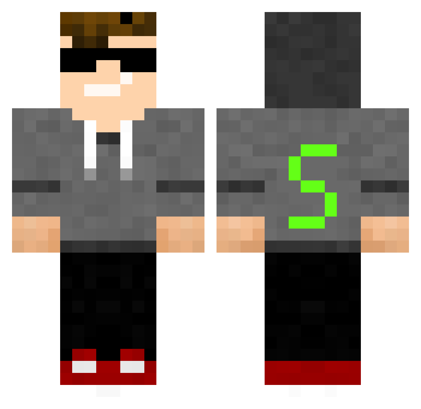 ThePrivateGamer Minecraft skin, front and back view