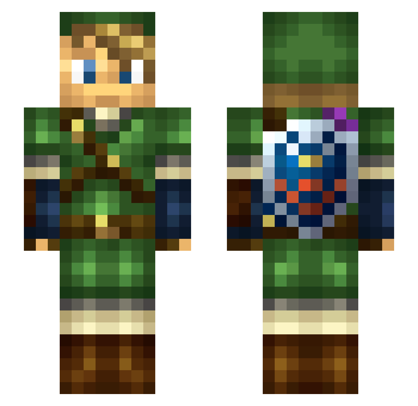 Dirtwooky Minecraft skin, front and back view