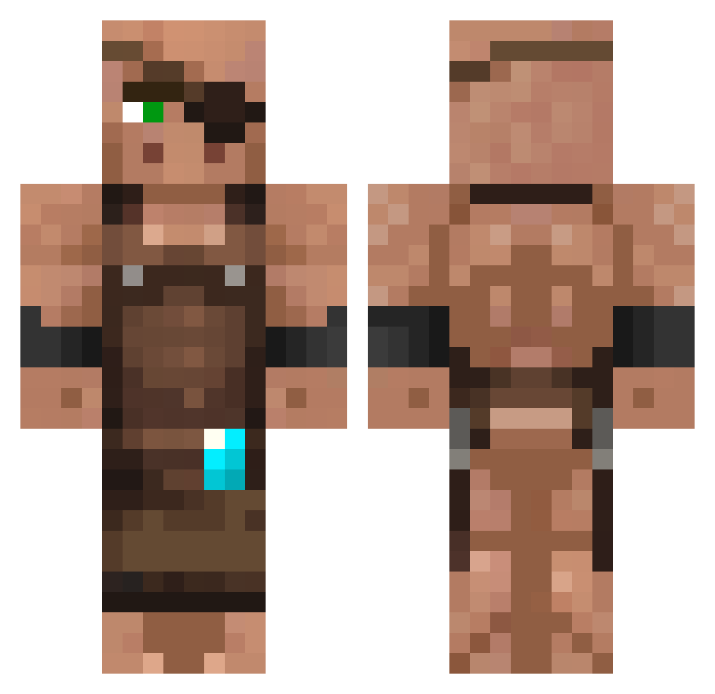 Maxilac Minecraft skin, front and back view