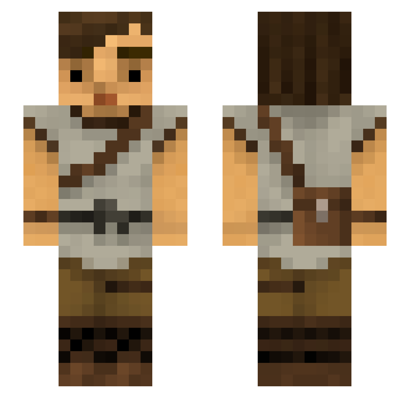 Kwannon Minecraft skin, front and back view