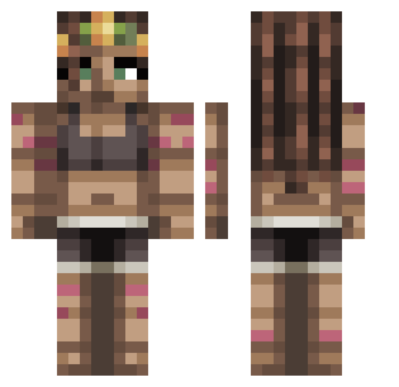 TommKopf Minecraft skin, front and back view