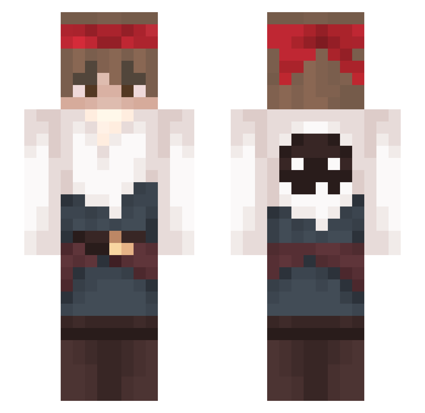 XCaliberr Minecraft skin, front and back view