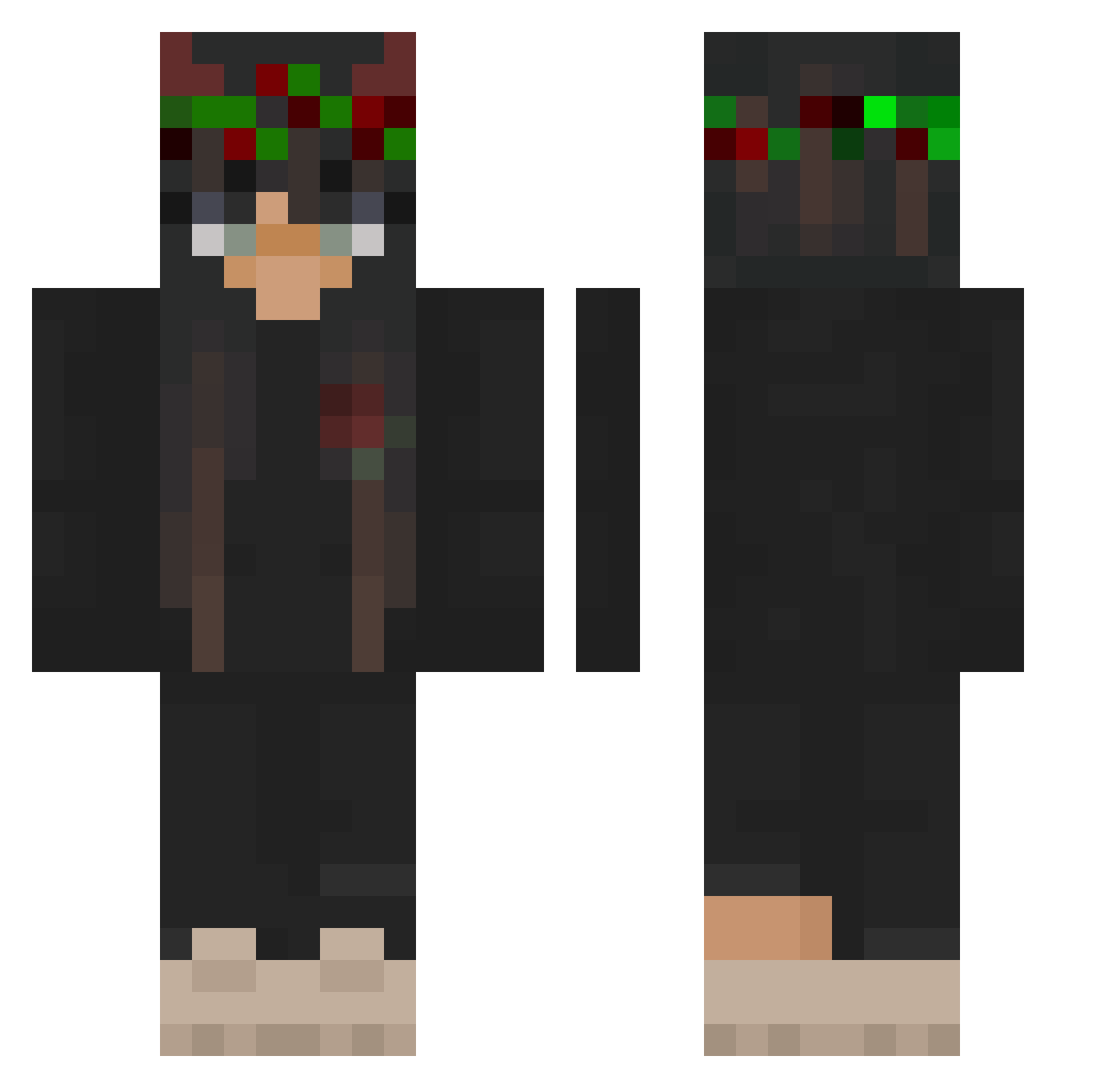 XManiousX Minecraft skin, front and back view
