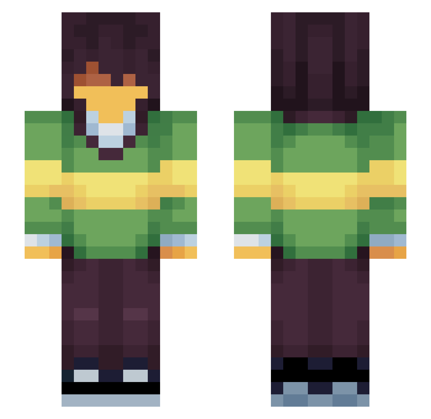 inkyfox Minecraft skin, front and back view