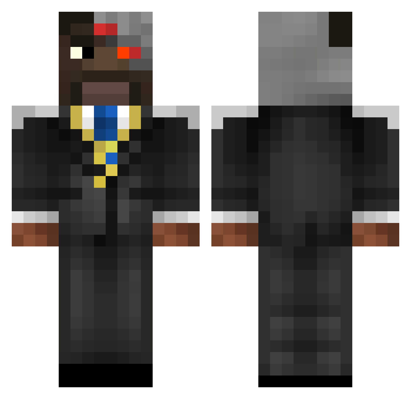 CRAN_DOM Minecraft skin, front and back view
