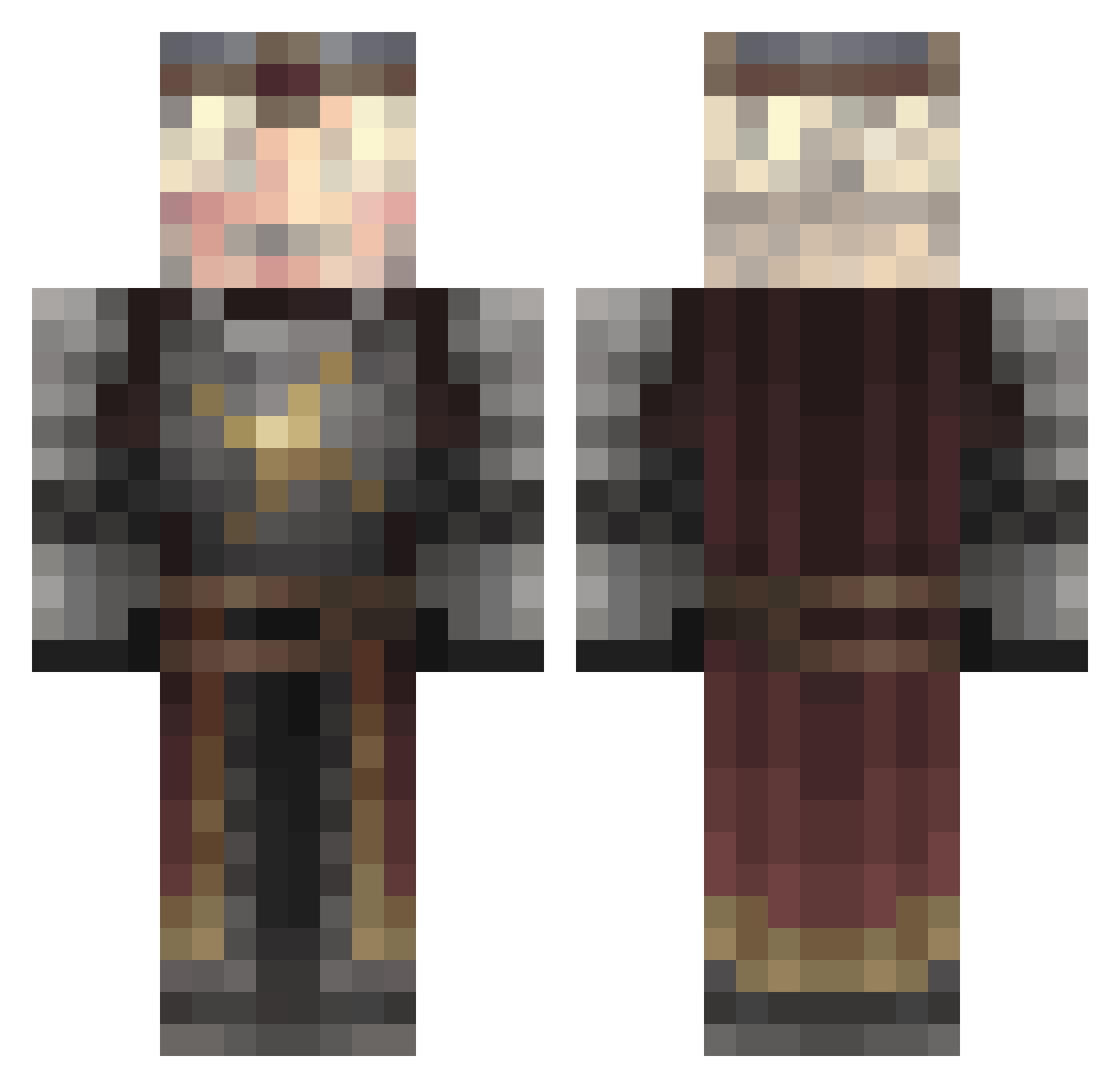 TomFunks Minecraft skin, front and back view