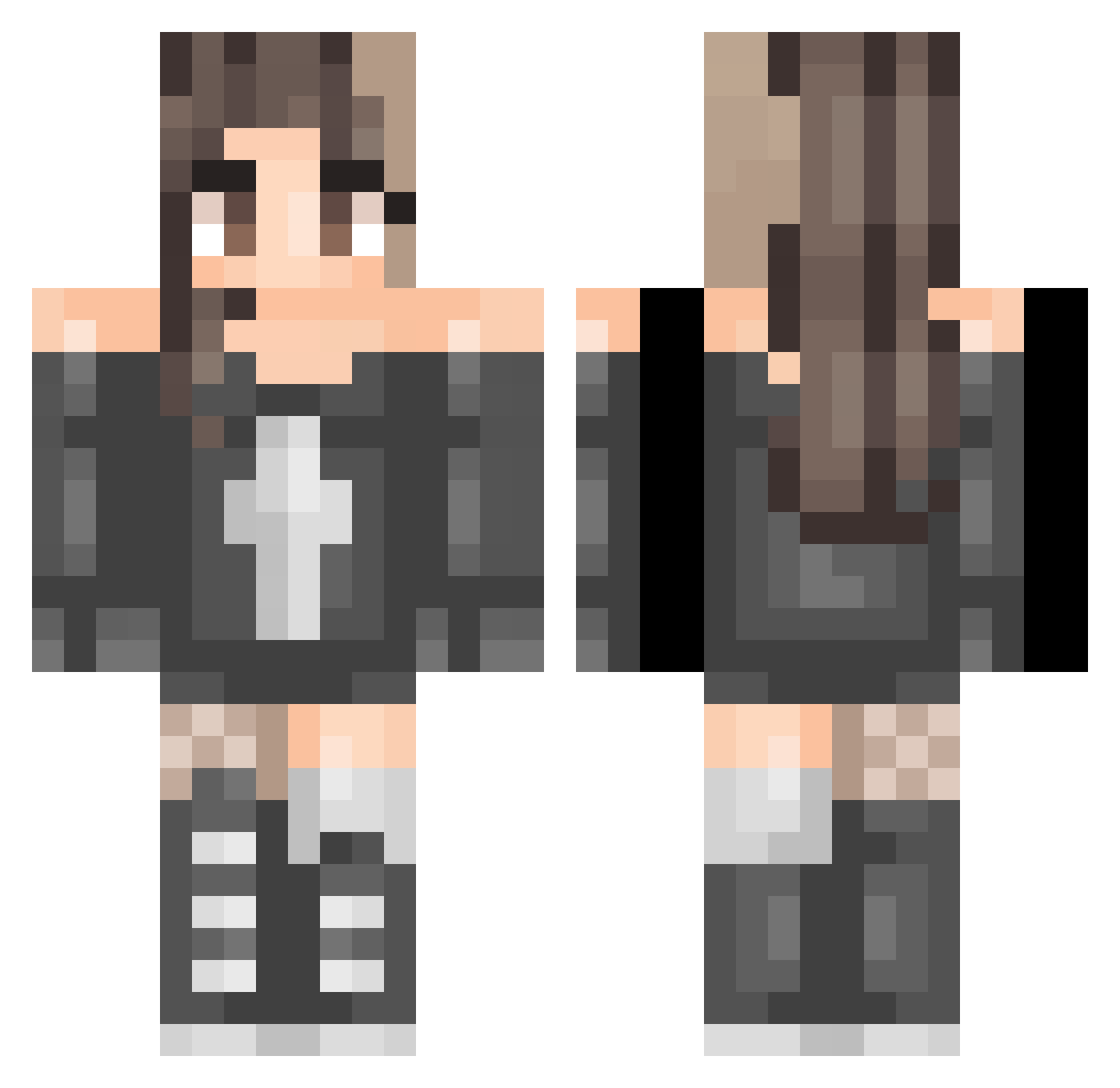 MrsGronkhou Minecraft skin, front and back view