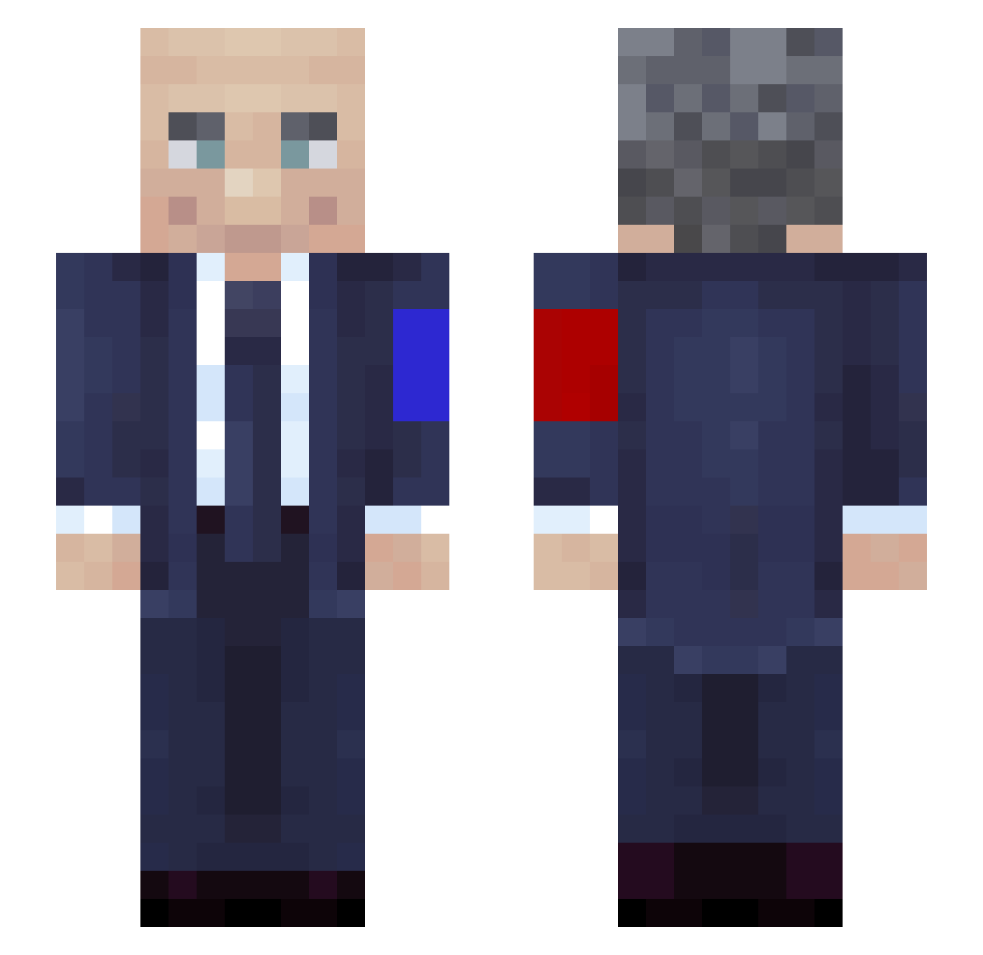 Dmyxo Minecraft skin, front and back view