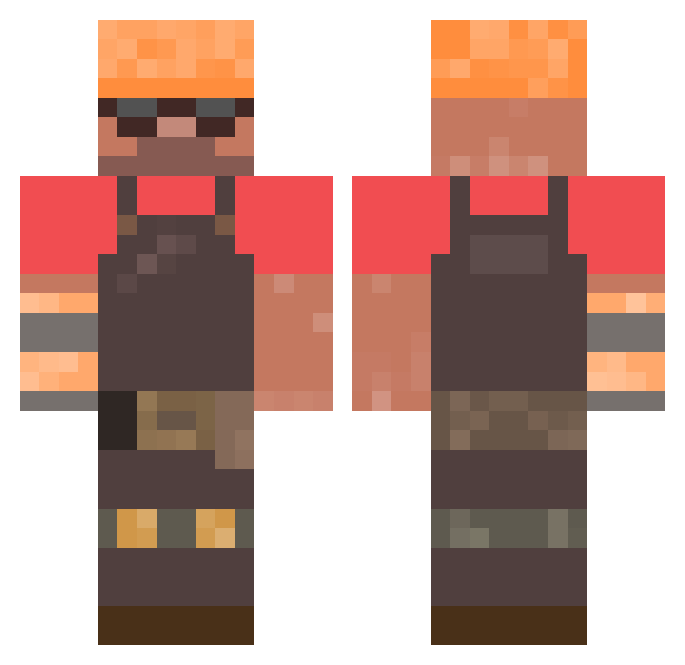 Cyb3rScar Minecraft skin, front and back view
