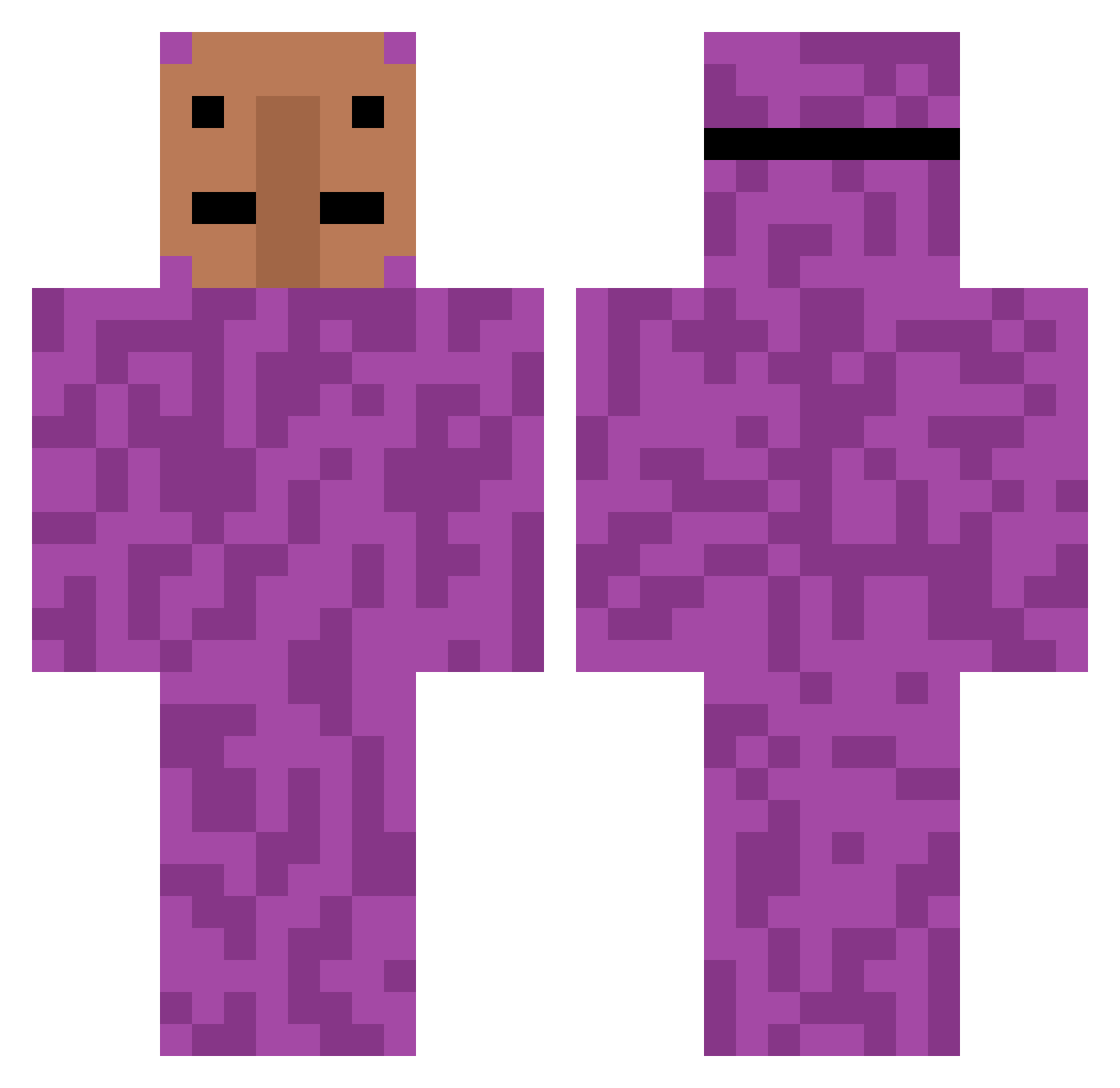 Grymmble Minecraft skin, front and back view