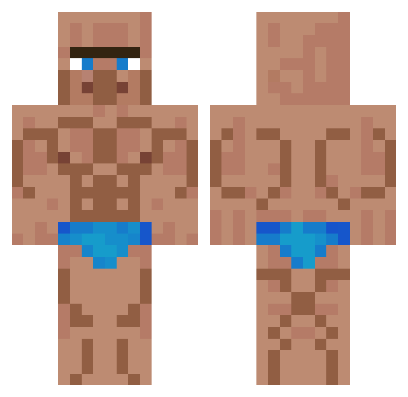 Elisass Minecraft skin, front and back view