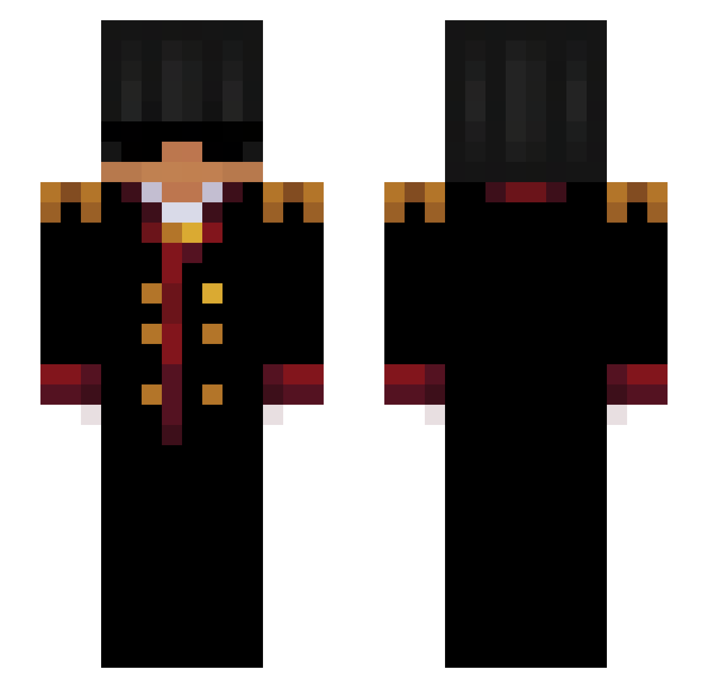 Bh4v Minecraft skin, front and back view