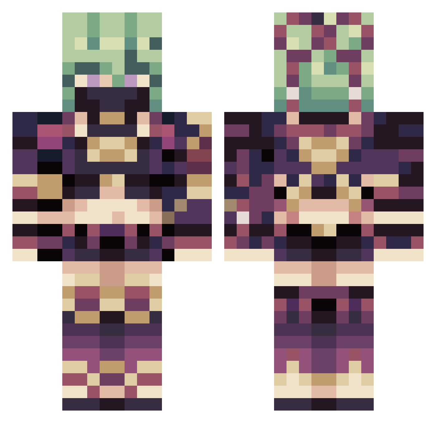 Liswu Minecraft skin, front and back view