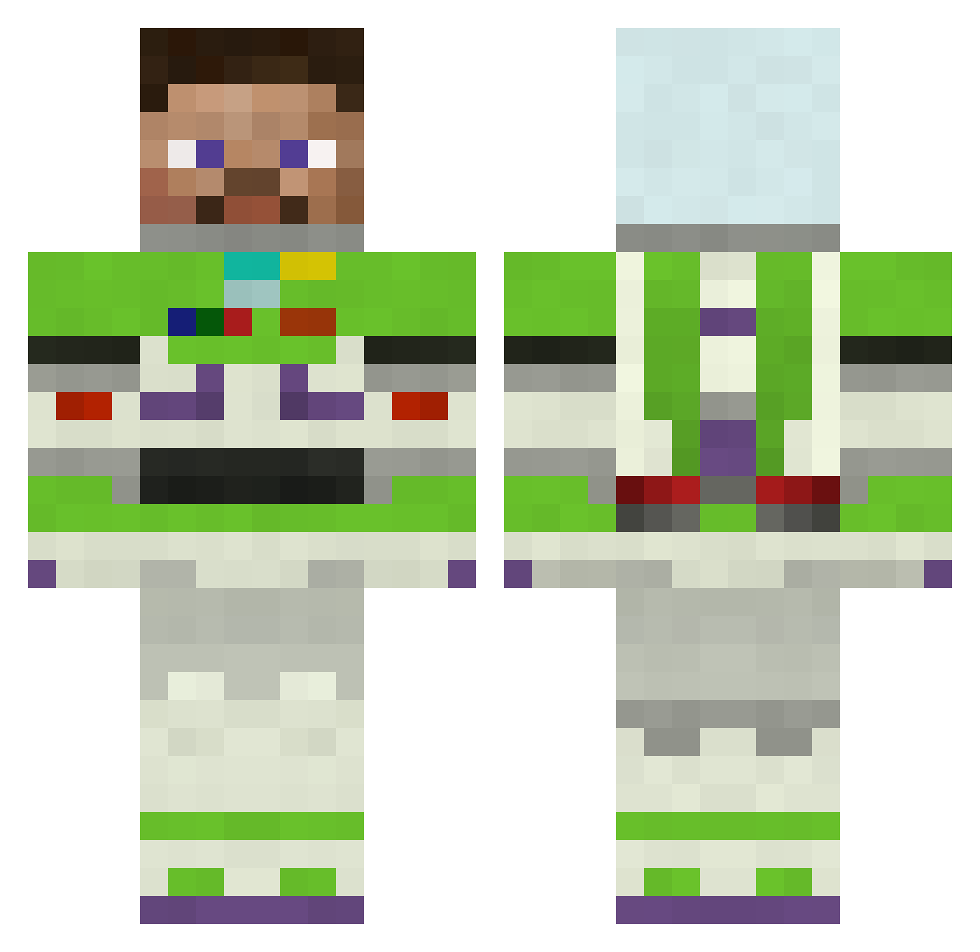 Peacoat Minecraft skin, front and back view