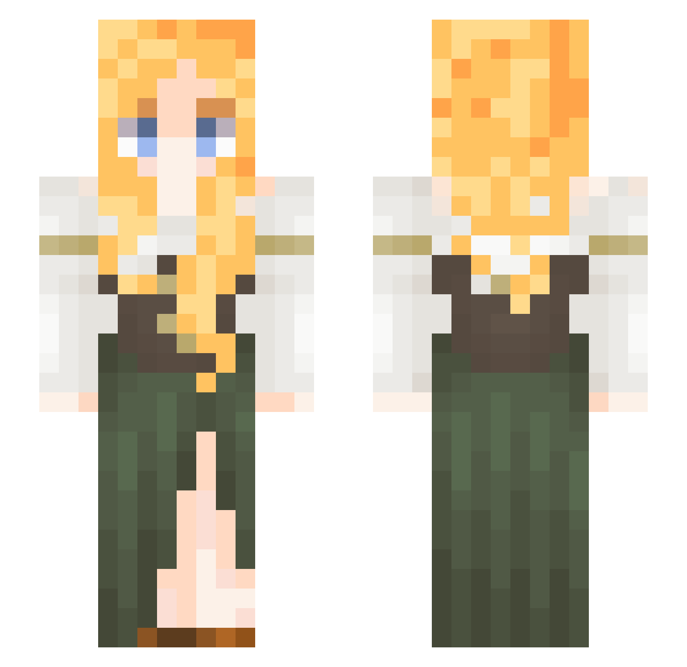 Campesina Minecraft skin, front and back view