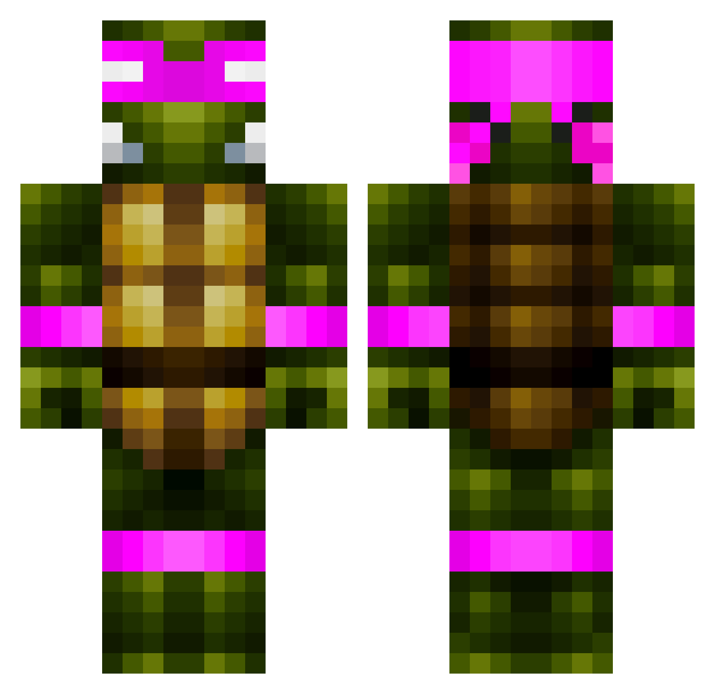 Solve Minecraft skin, front and back view