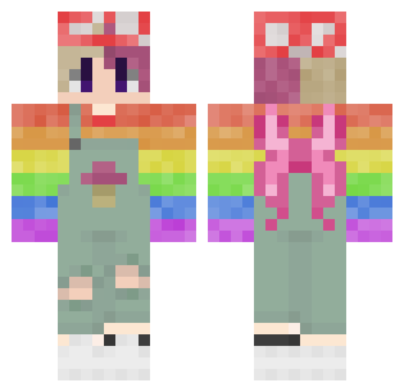 FantomFae Minecraft skin, front and back view