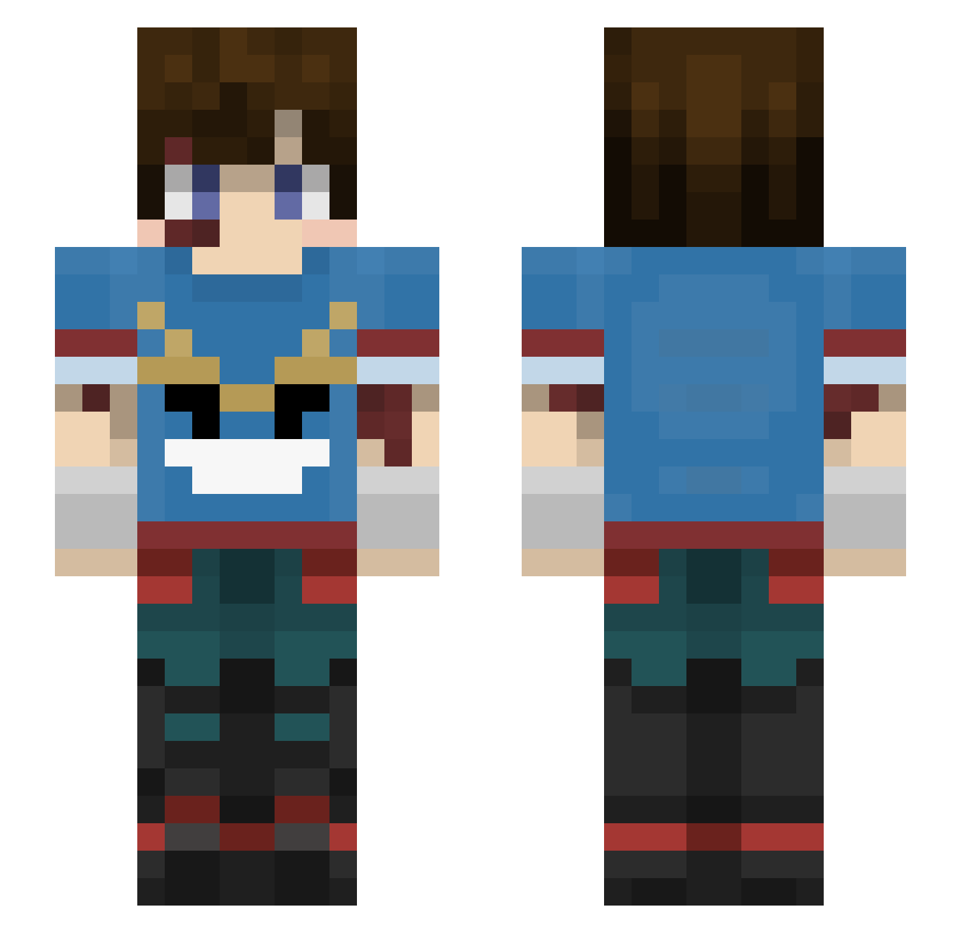 hisushi Minecraft skin, front and back view