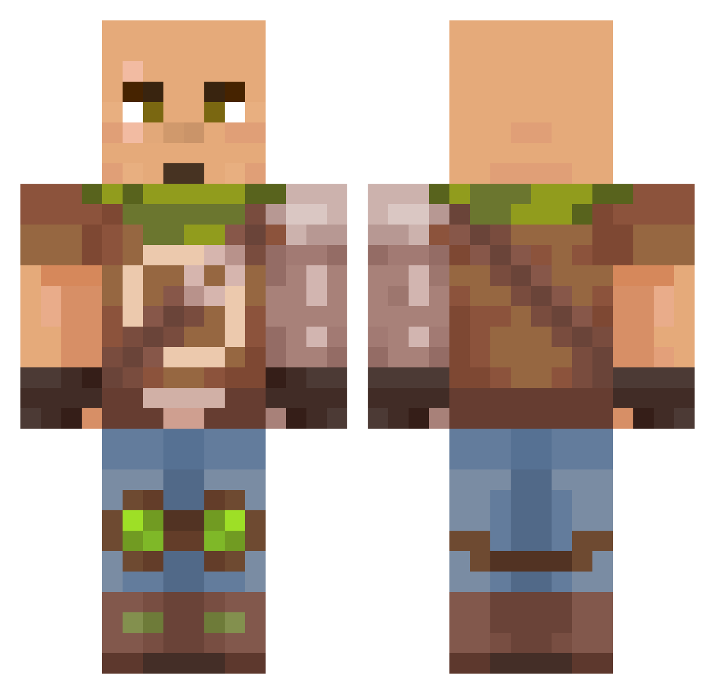 FitMC2b2t Minecraft skin, front and back view