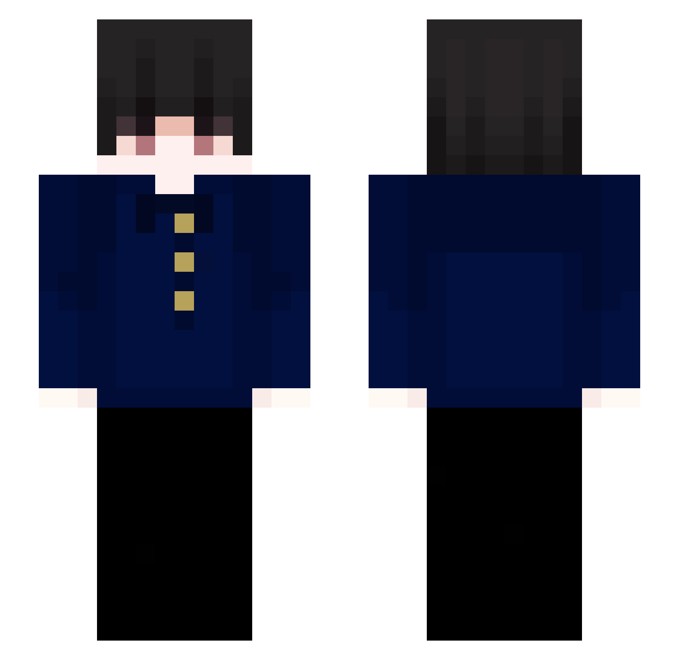 bored Minecraft skin, front and back view