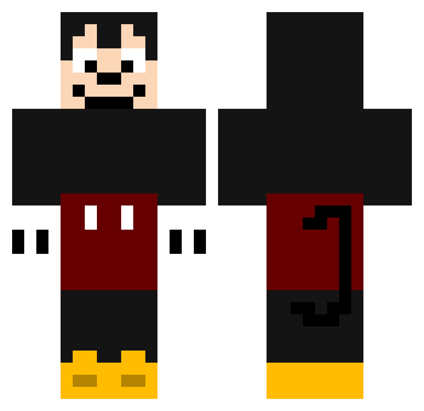 RecordMilo Minecraft skin, front and back view