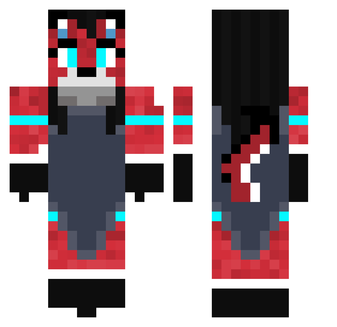 PixelRupiMC Minecraft skin, front and back view