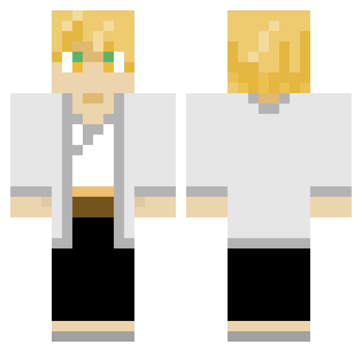 Merlynndo Minecraft skin, front and back view