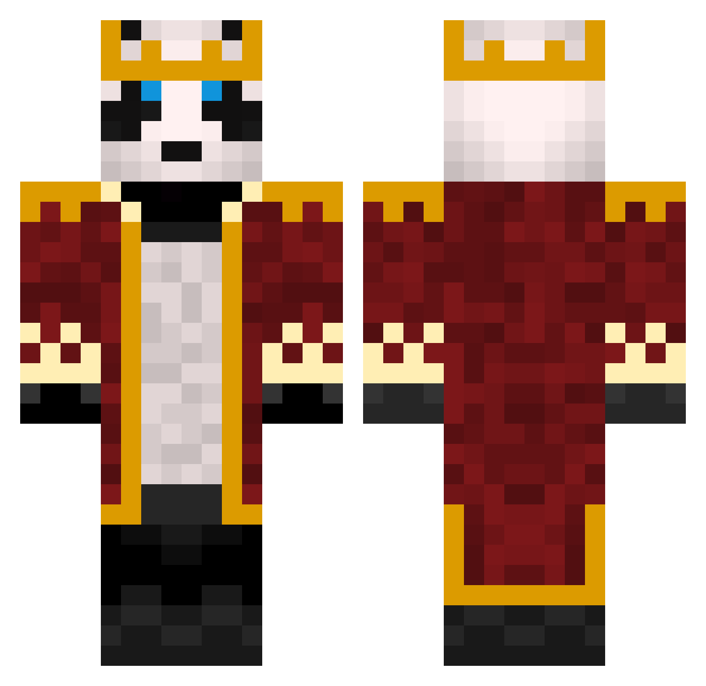 Predicted Minecraft skin, front and back view