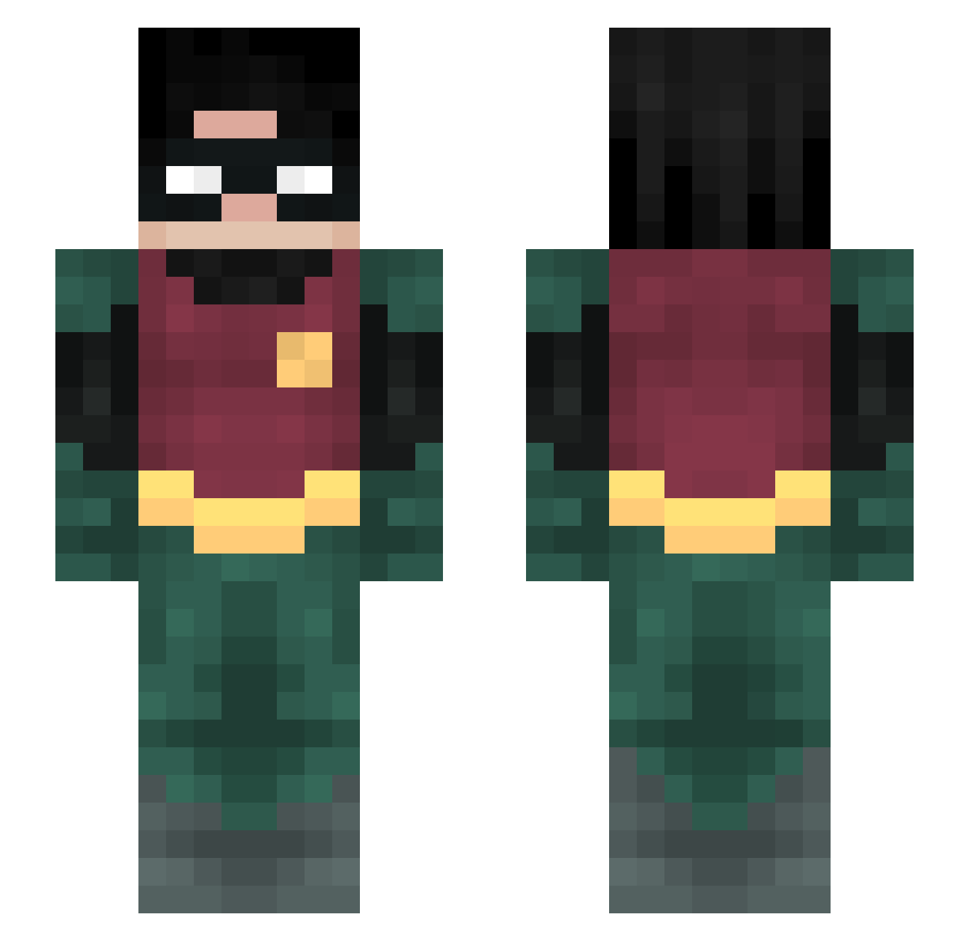 Arsonnie Minecraft skin, front and back view