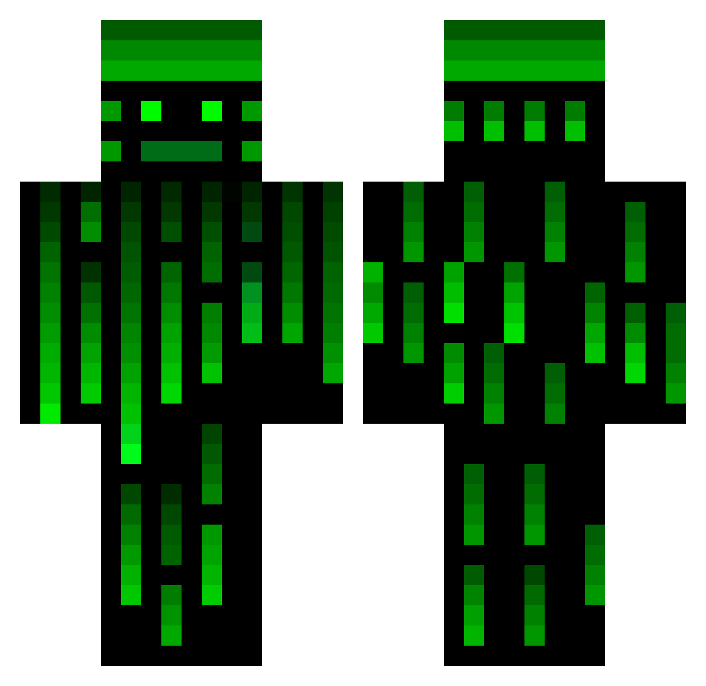 Dextrosinistral Minecraft skin, front and back view