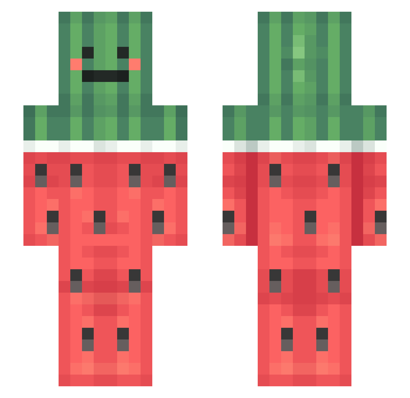 NotPickleRick Minecraft skin, front and back view