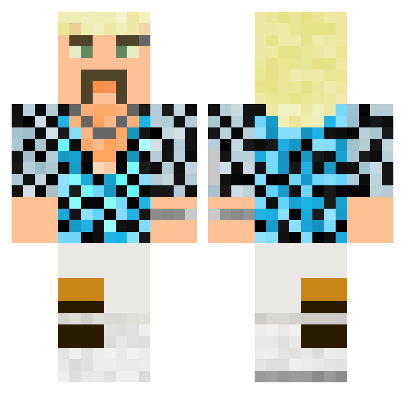 Sabertooth_Fangs Minecraft skin, front and back view