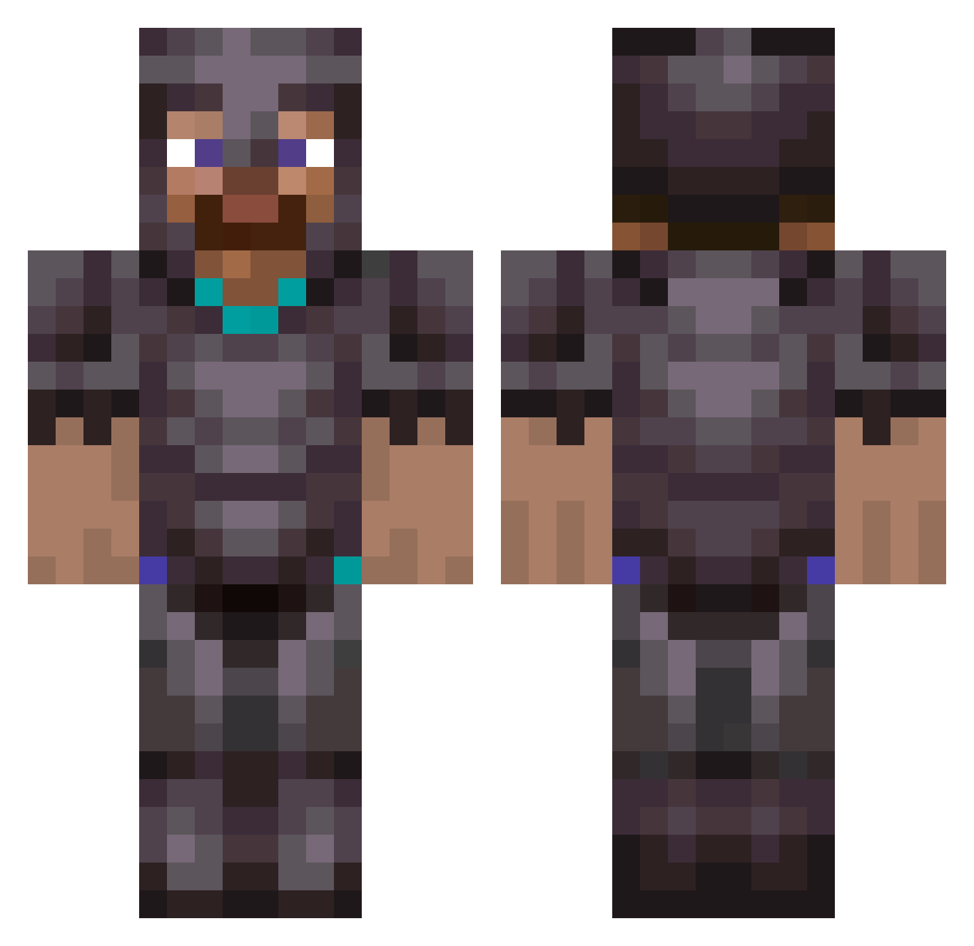Panvicak Minecraft skin, front and back view