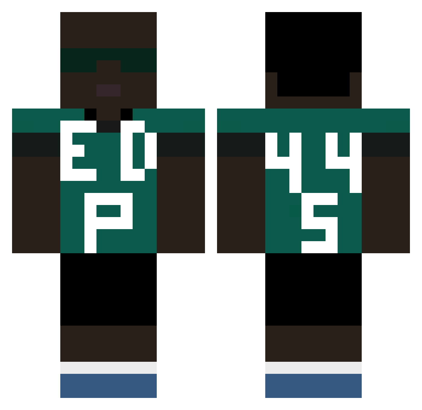 Fez0hz Minecraft skin, front and back view