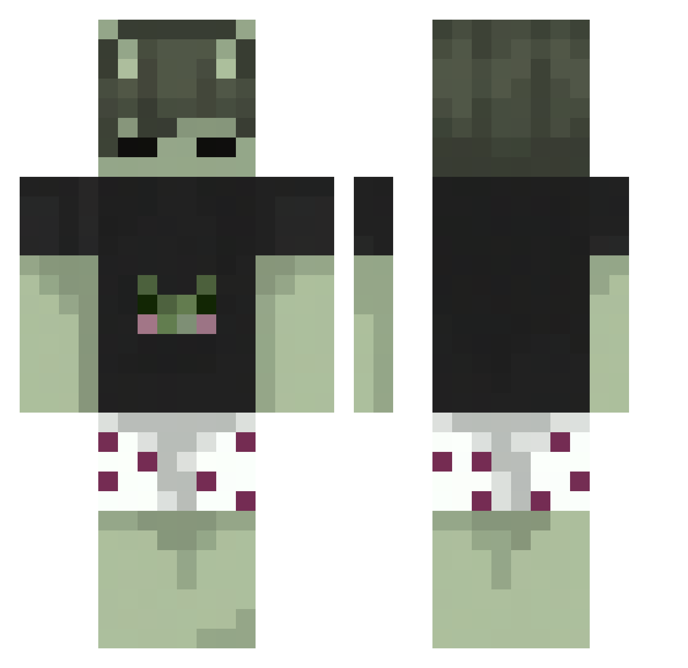 yv9 Minecraft skin, front and back view