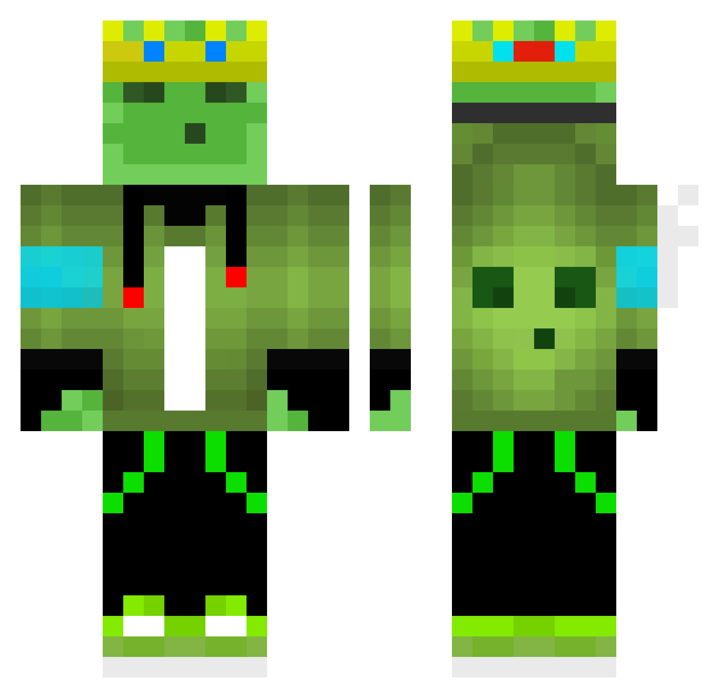 SillyYew Minecraft skin, front and back view