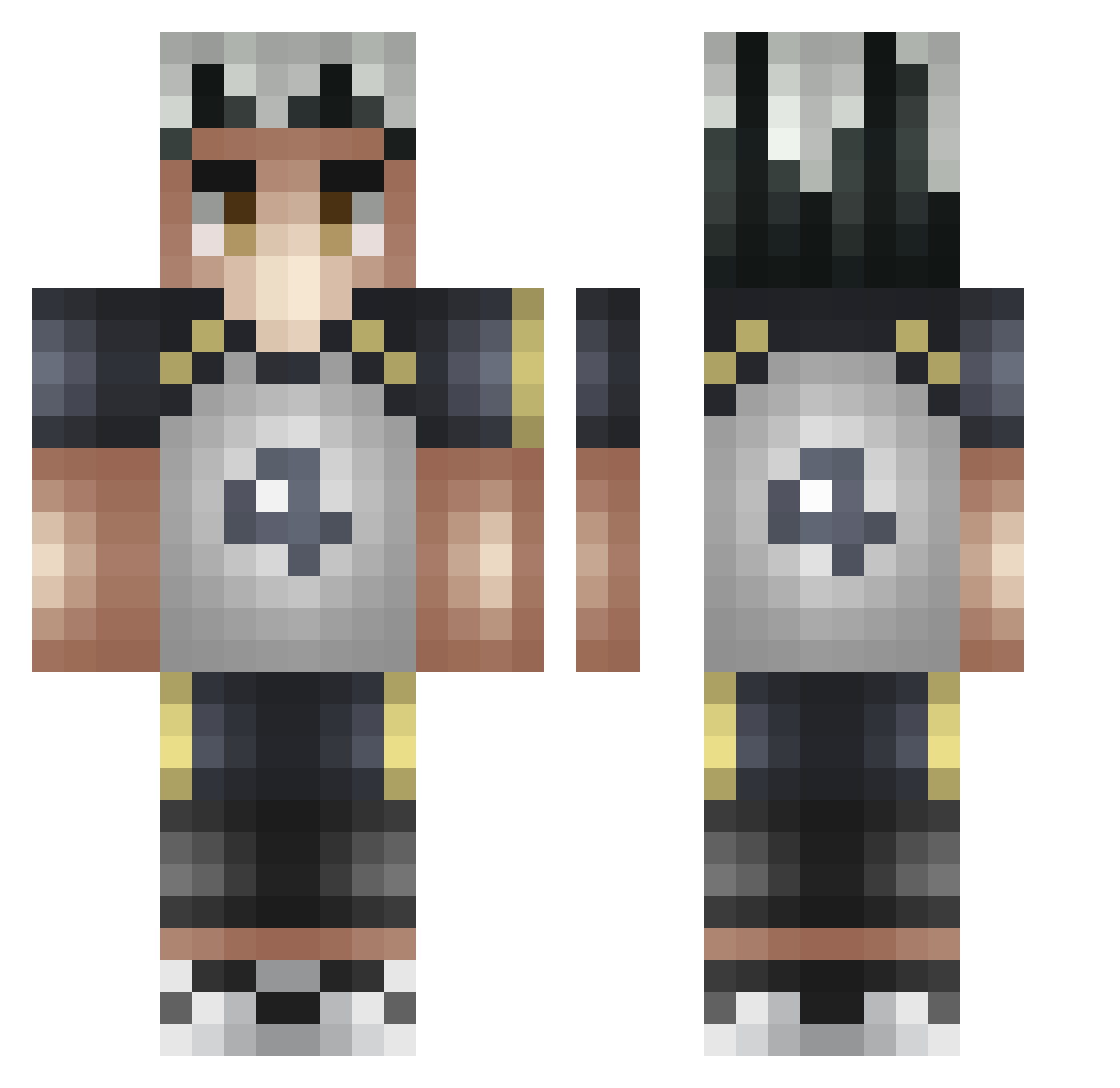WshUzzzi Minecraft skin, front and back view