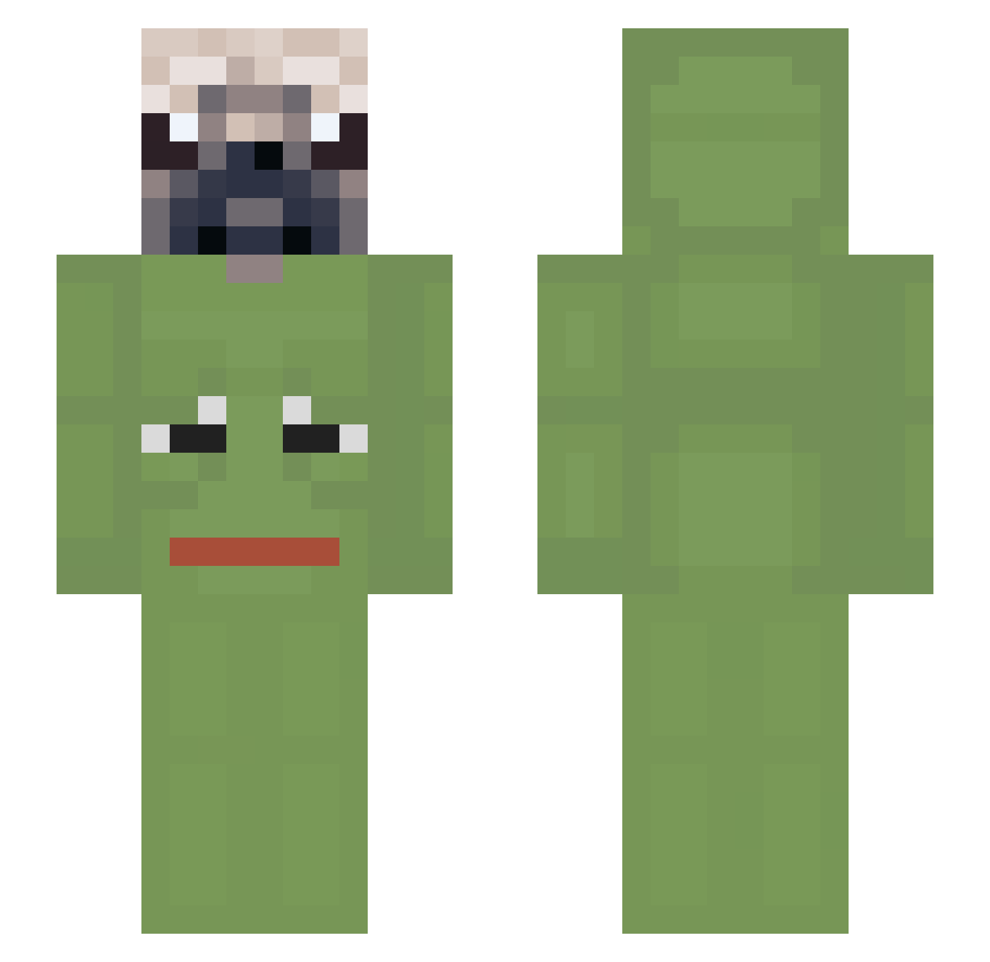 WhatsUHC Minecraft skin, front and back view