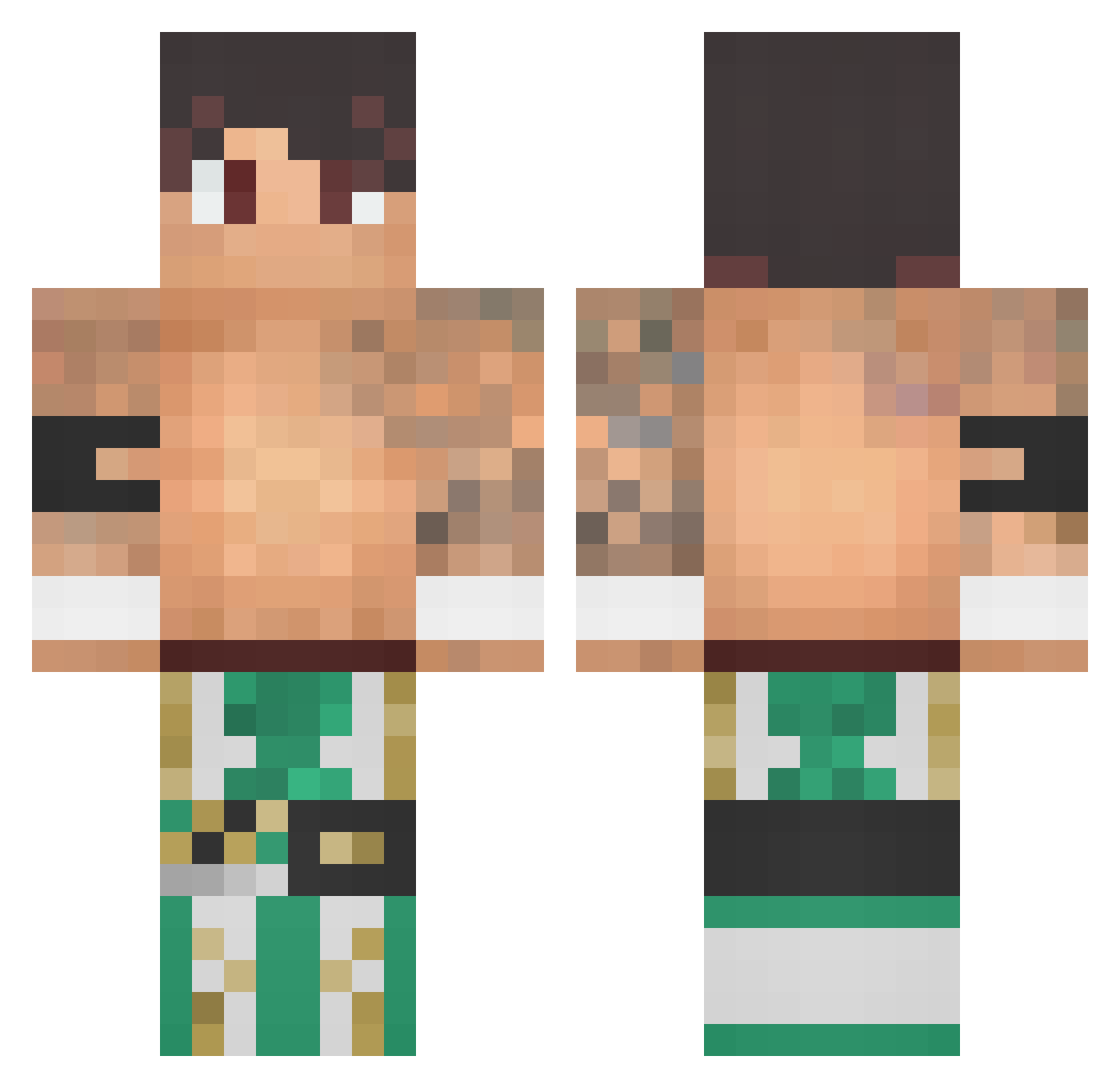 Tigerfeint Minecraft skin, front and back view
